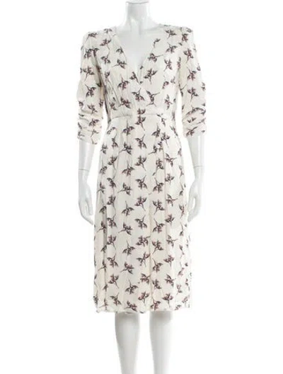Pre-owned Ba&sh Floral Print Knee-length Dress In White