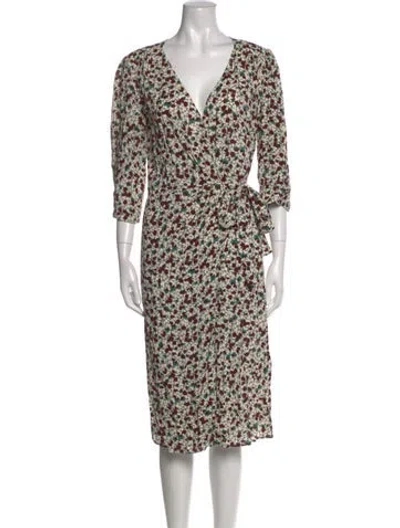 Pre-owned Ba&sh Floral Print Knee-length Dress In White