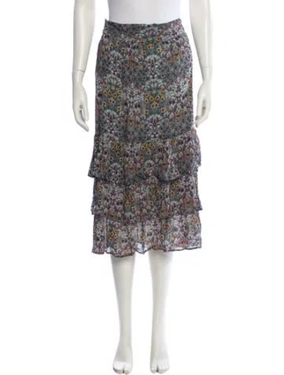 Pre-owned Ba&sh Floral Print Knee-length Skirt In Blue
