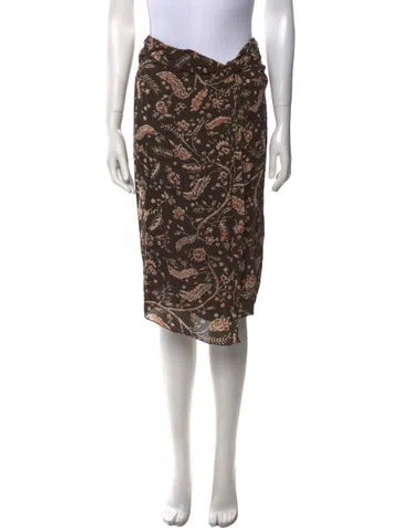 Pre-owned Ba&sh Floral Print Knee-length Skirt In Brown
