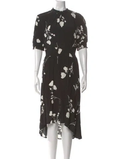 Pre-owned Ba&sh Floral Print Long Dress In Black