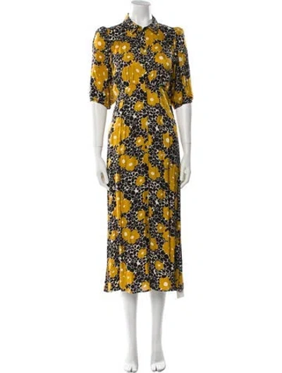 Pre-owned Ba&sh Floral Print Long Dress In Black