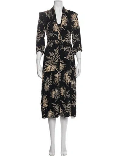Pre-owned Ba&sh Floral Print Long Dress In Blue
