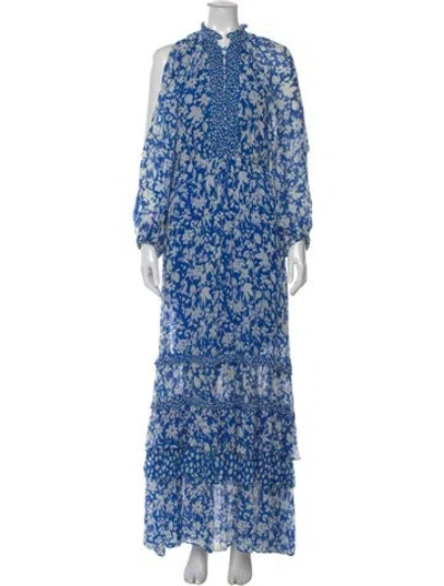Pre-owned Ba&sh Floral Print Long Dress In Blue