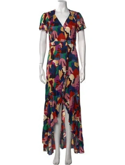 Pre-owned Ba&sh Floral Print Long Dress In Blue