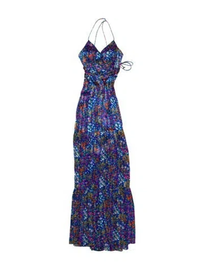 Pre-owned Ba&sh Floral Print Long Dress In Blue