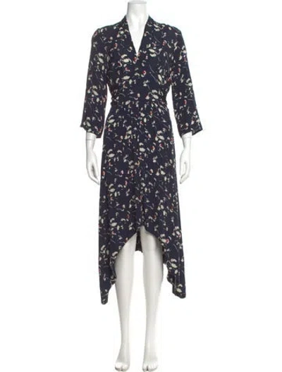 Pre-owned Ba&sh Floral Print Long Dress In Blue