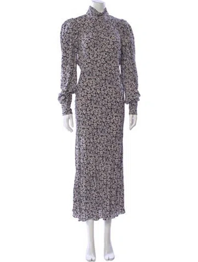 Pre-owned Ba&sh Floral Print Long Dress In Blue