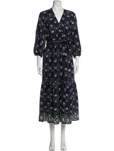 Pre-owned Ba&sh Floral Print Long Dress In Blue