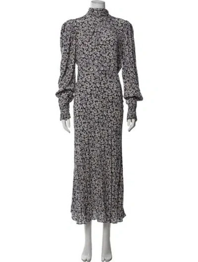 Pre-owned Ba&sh Floral Print Long Dress In Blue