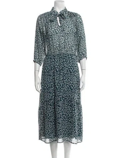 Pre-owned Ba&sh Floral Print Long Dress In Blue