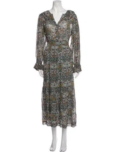 Pre-owned Ba&sh Floral Print Long Dress In Multi