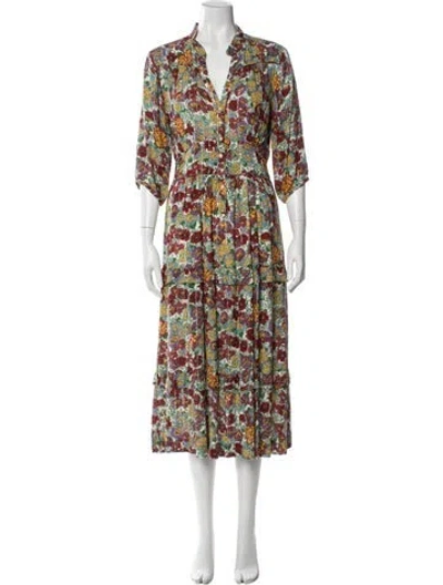 Pre-owned Ba&sh Floral Print Long Dress In Multi