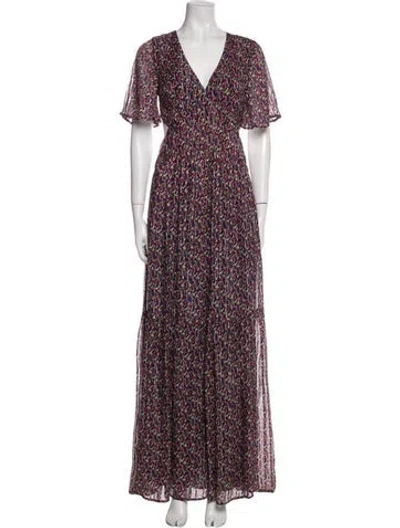 Pre-owned Ba&sh Floral Print Long Dress In Multi