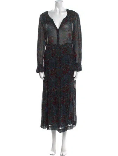 Pre-owned Ba&sh Floral Print Long Dress In Multi