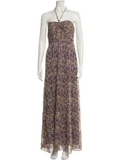 Pre-owned Ba&sh Floral Print Long Dress In Multi