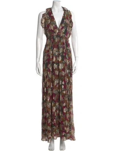 Pre-owned Ba&sh Floral Print Long Dress In Multi