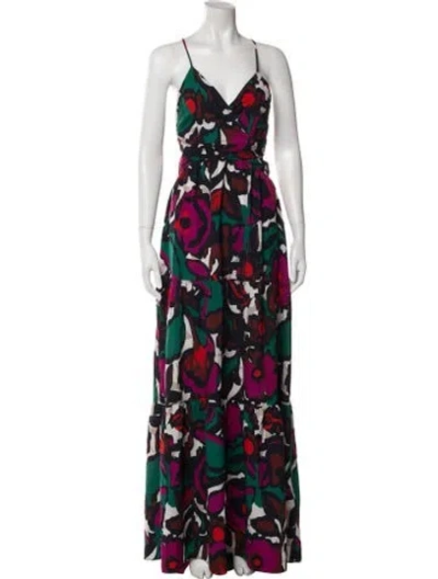 Pre-owned Ba&sh Floral Print Long Dress In Multi
