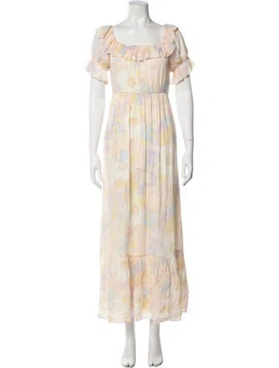 Pre-owned Ba&sh Floral Print Long Dress In Multi