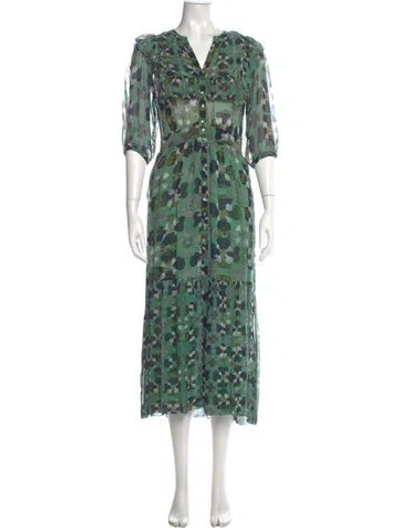 Pre-owned Ba&sh Floral Print Long Dress In Multi