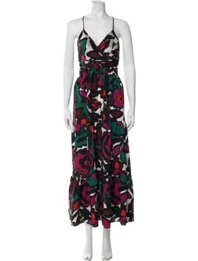 Pre-owned Ba&sh Floral Print Long Dress In Multi