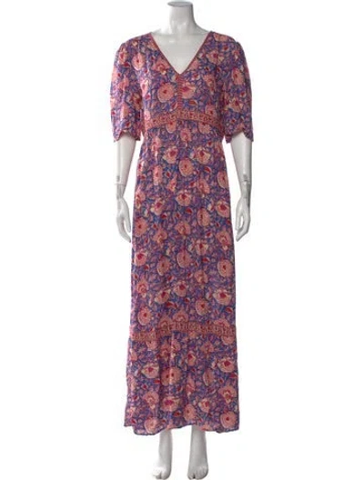 Pre-owned Ba&sh Floral Print Long Dress In Multi
