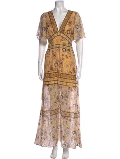 Pre-owned Ba&sh Floral Print Long Dress In Multi
