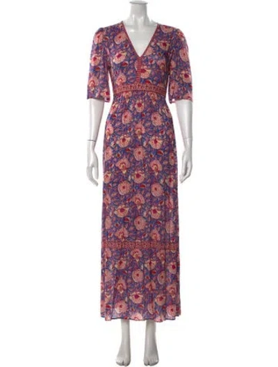 Pre-owned Ba&sh Floral Print Long Dress In Multi
