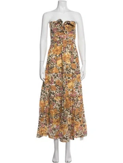 Pre-owned Ba&sh Floral Print Long Dress In Multicolor
