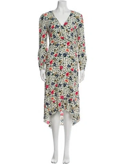Pre-owned Ba&sh Floral Print Long Dress In Neutral