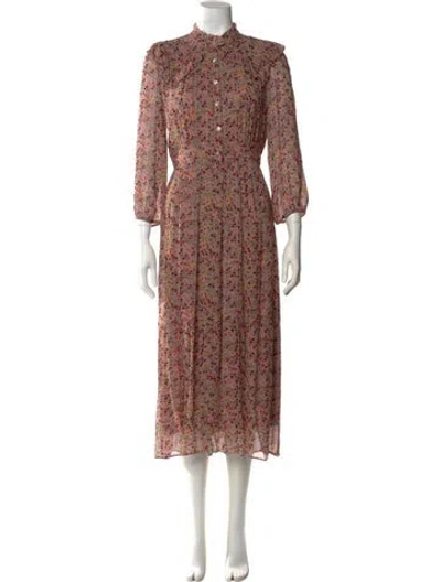 Pre-owned Ba&sh Floral Print Long Dress In Neutral