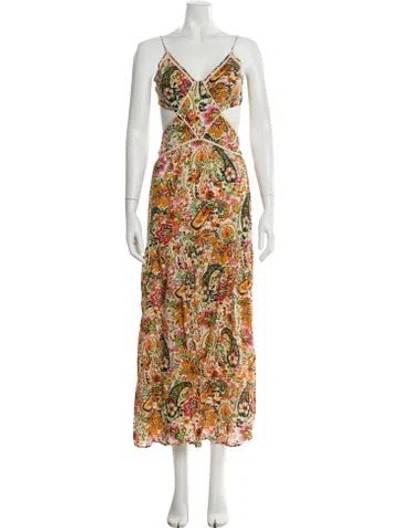 Pre-owned Ba&sh Floral Print Long Dress In Neutral