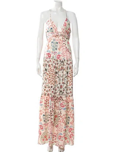 Pre-owned Ba&sh Floral Print Long Dress In Neutral