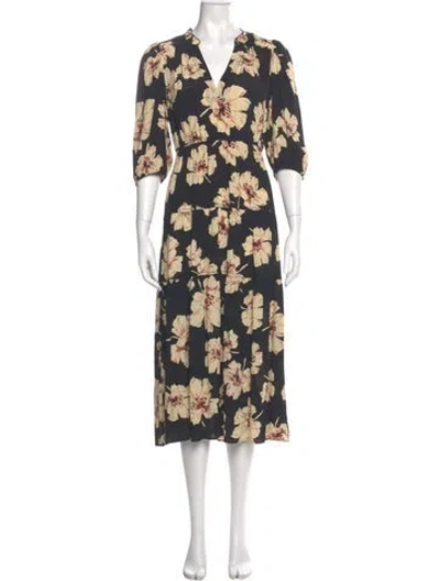 Pre-owned Ba&sh Floral Print Long Dress In Neutral