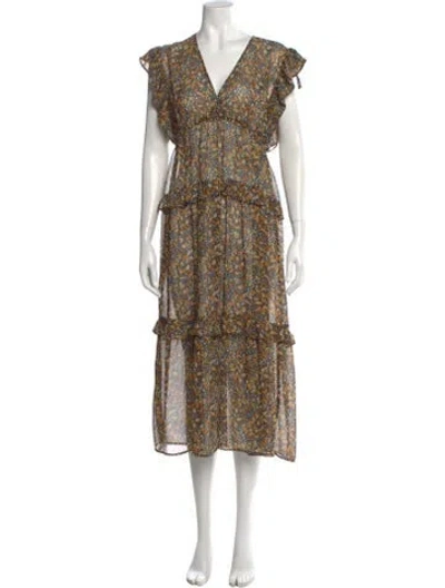 Pre-owned Ba&sh Floral Print Long Dress In Neutral