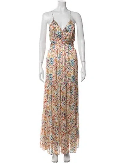 Pre-owned Ba&sh Floral Print Long Dress In Neutral