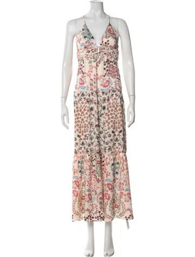 Pre-owned Ba&sh Floral Print Long Dress In Neutral