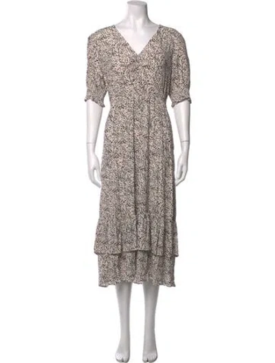 Pre-owned Ba&sh Floral Print Long Dress In Neutrals