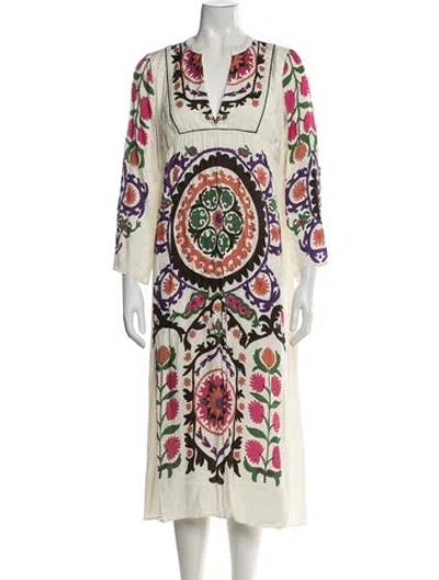 Pre-owned Ba&sh Floral Print Long Dress In Neutrals