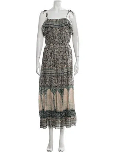 Pre-owned Ba&sh Floral Print Long Dress In Neutrals