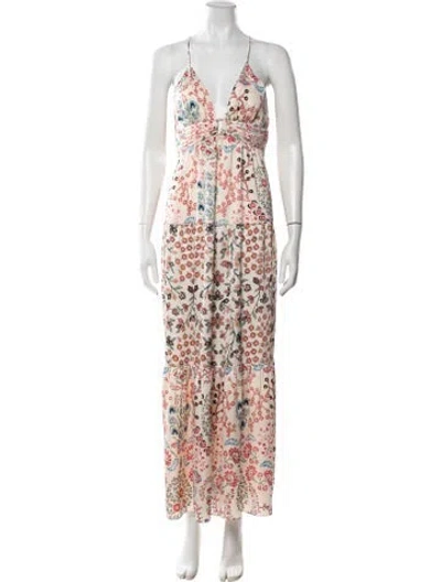Pre-owned Ba&sh Floral Print Long Dress In Neutrals