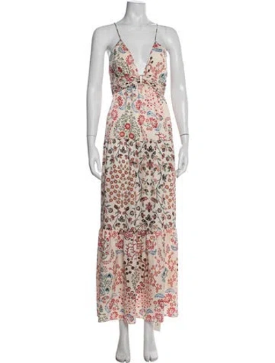 Pre-owned Ba&sh Floral Print Long Dress In Neutrals