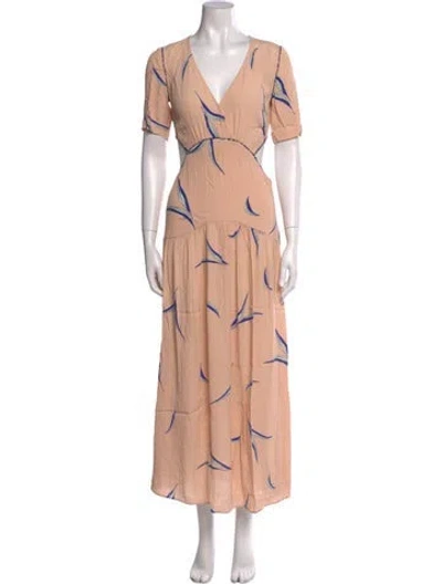 Pre-owned Ba&sh Floral Print Long Dress In Pink