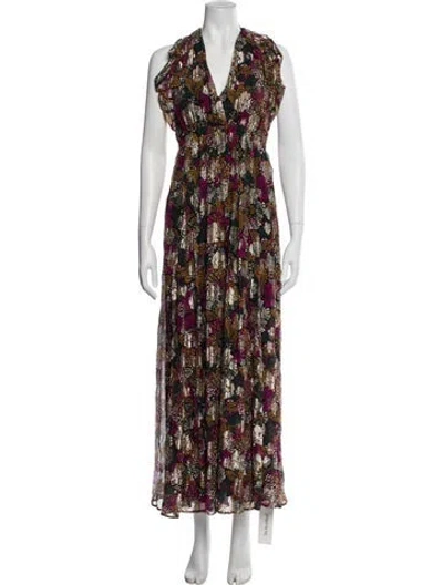 Pre-owned Ba&sh Floral Print Long Dress In Pink