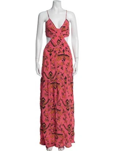 Pre-owned Ba&sh Floral Print Long Dress In Pink