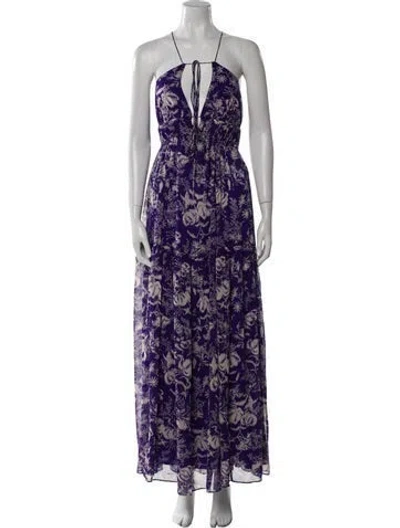 Pre-owned Ba&sh Floral Print Long Dress In Purple