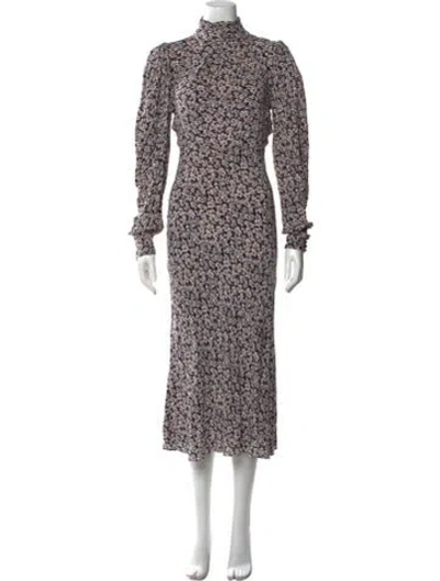 Pre-owned Ba&sh Floral Print Long Dress In Purple