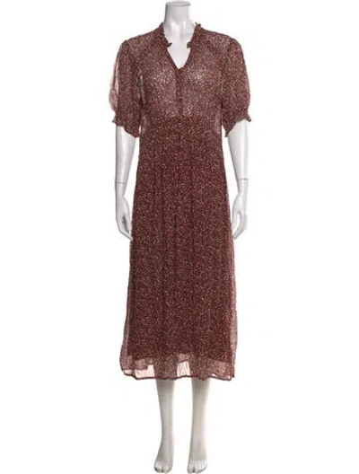 Pre-owned Ba&sh Floral Print Long Dress In Purple