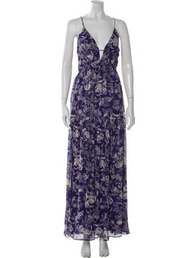 Pre-owned Ba&sh Floral Print Long Dress In Purple