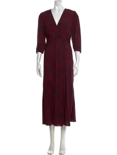 Pre-owned Ba&sh Floral Print Long Dress In Purple